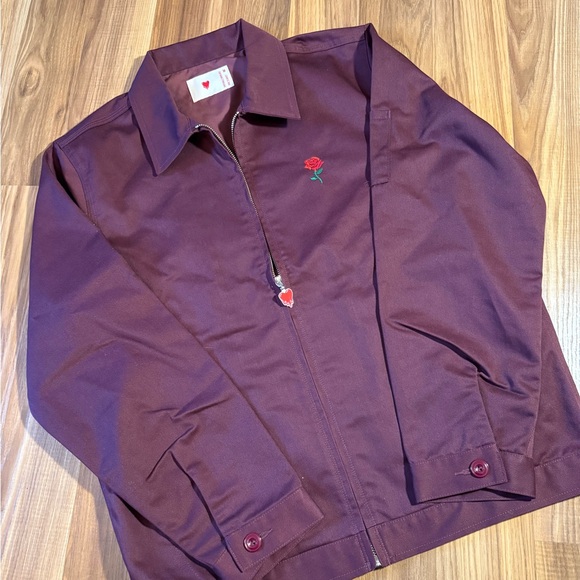 Men's emotionally unavailable Burgundy Jacket with Rose Embroidery - Picture 1 of 4